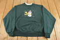 Vintage 1990s Morning Sun Snowman Graphic Christmas Crewneck Sweatshirt Women's XL / 90s Winter Crewneck / Double Collar