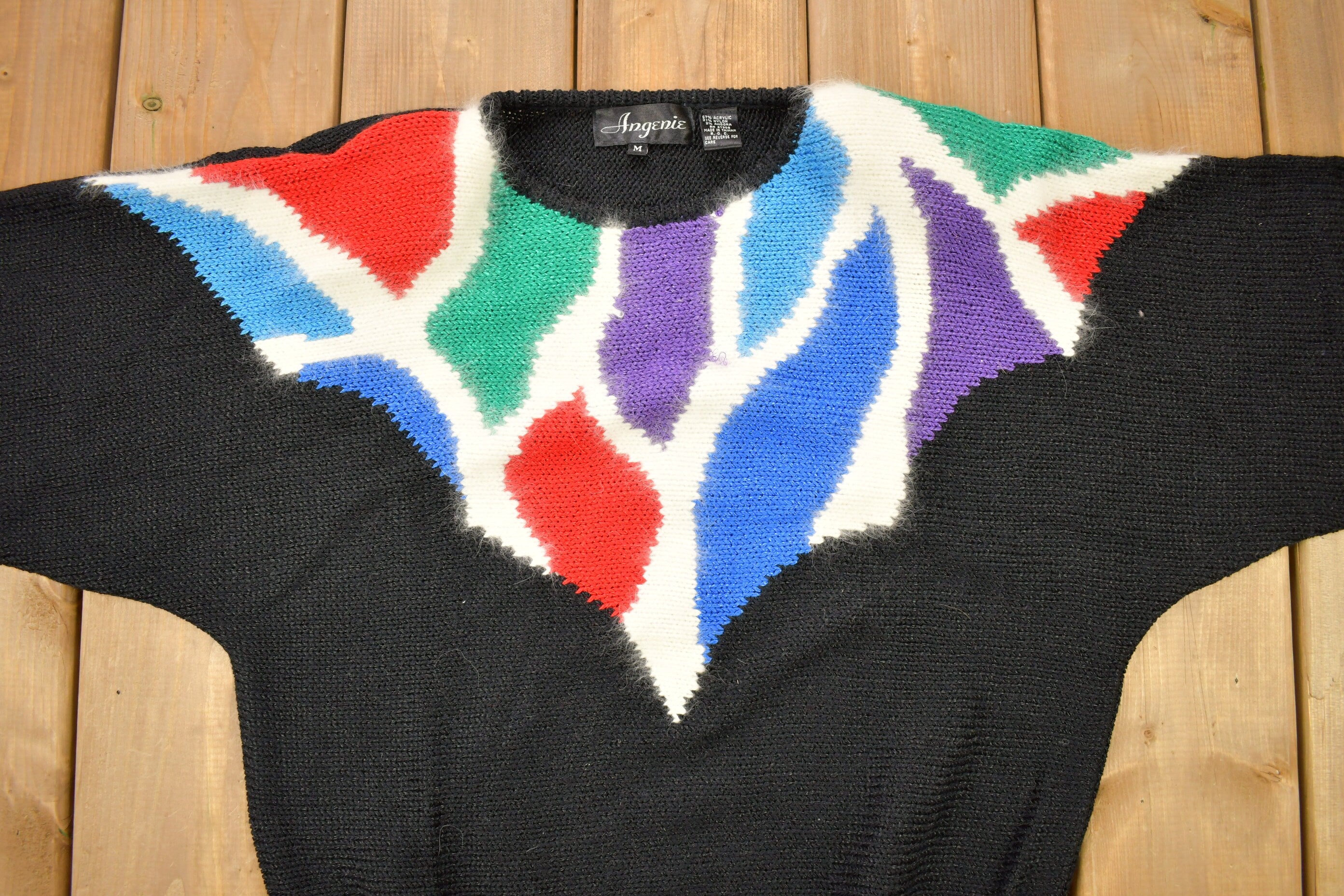 Vintage 1990s Angenie Abstract Knitted Sweater