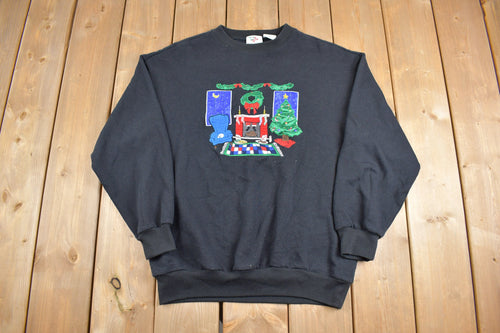 Vintage 1990s Cute Christmas Sweater / Nut Cracker / 90s Holiday Crewneck / Winter Wear / Festive Graphic Print / Ugly Christmas Sweater