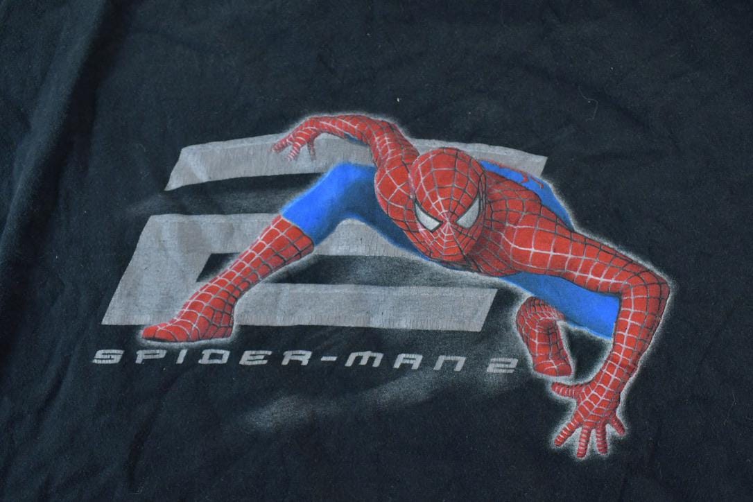 Vintage 2004 Spiderman 2 Souvenir Single Stitch Graphic Print T-Shirt /
