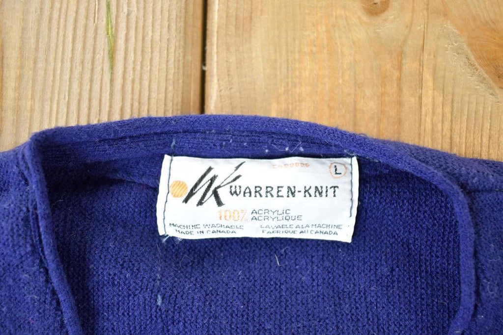 Vintage 1970s Warren Knit Perfect Mild Distress Cardigan Sweater Made In USA