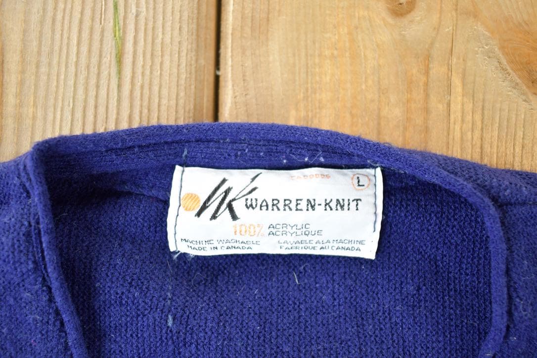 Vintage 1970s Warren Knit Perfect Mild Distress Cardigan Sweater Made In USA