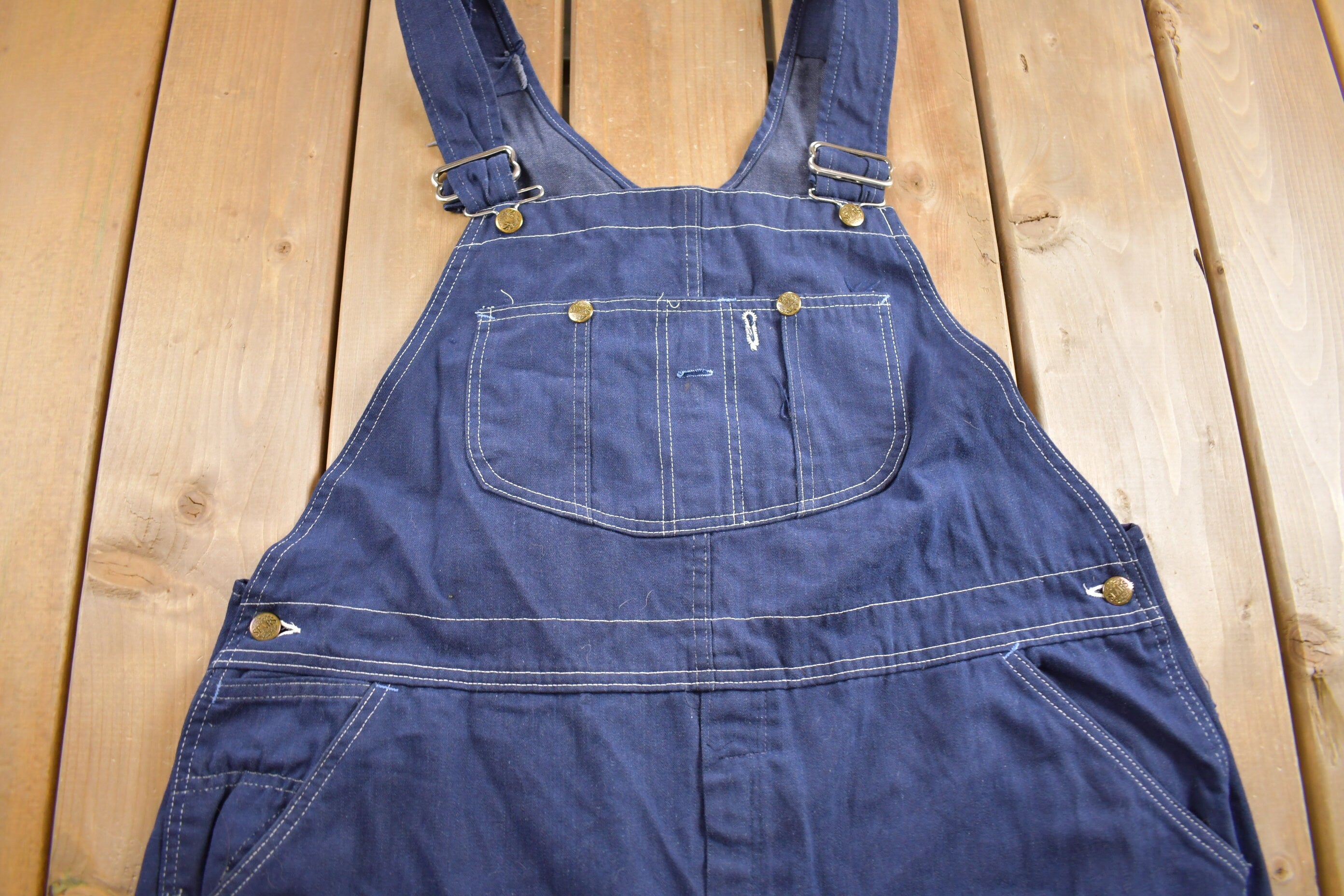 Vintage 1970s Sears Blue Denim Overalls Size 42 x 28