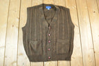 Vintage 90s Towncraft Cable Knit Sweater Vest - Mens Medium