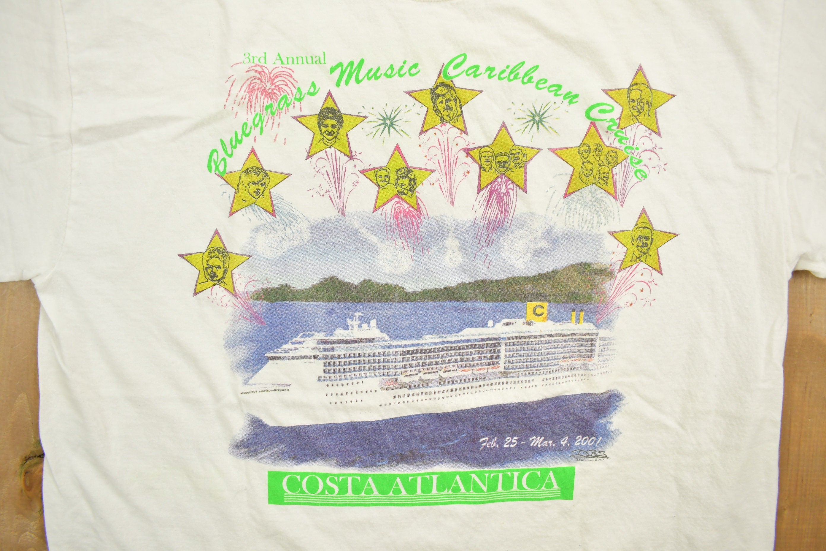 Vintage 2001 Bluegrass Music Caribbean Cruise Ship Souvenir T Shirt