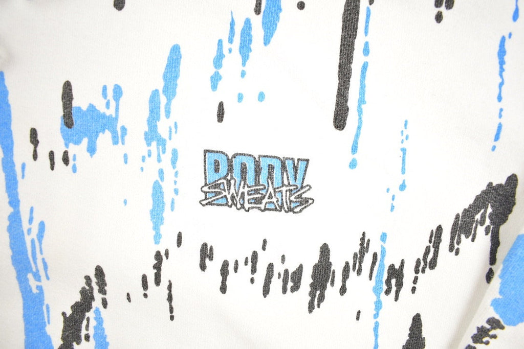 Vintage 1990s Body Sweats Paint Splatter Design Quarter Zip Collared Sweatshirt