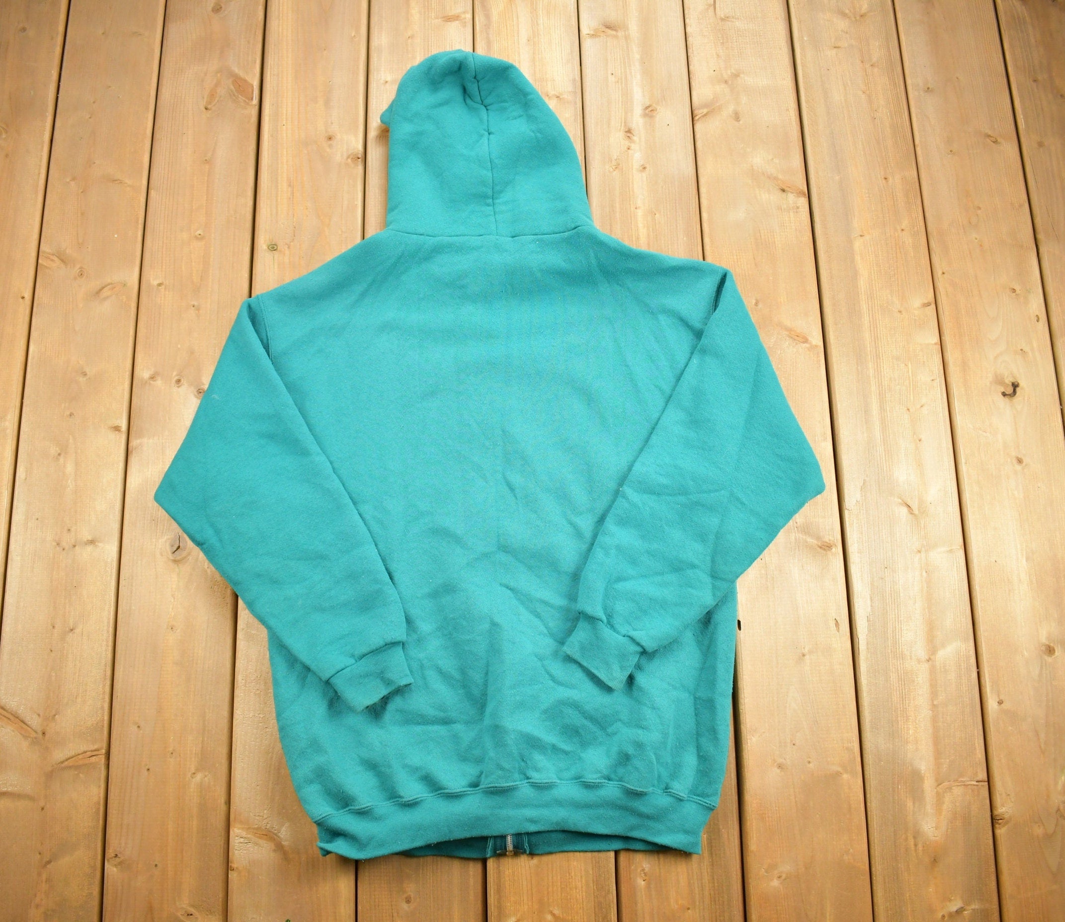 Vintage 1990s Honors Blank Green Zip-Up Hoodie