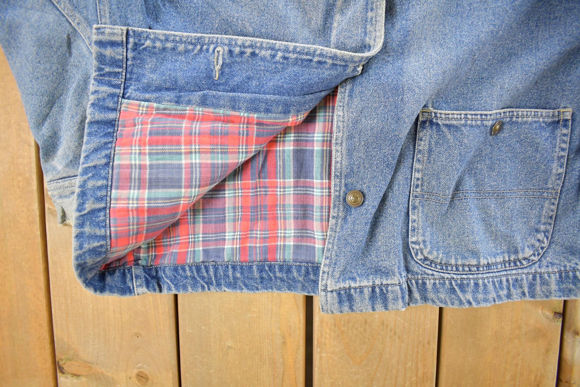 Vintage 1990s Great Land Flannel Lined Denim Chore Coat Women's Small