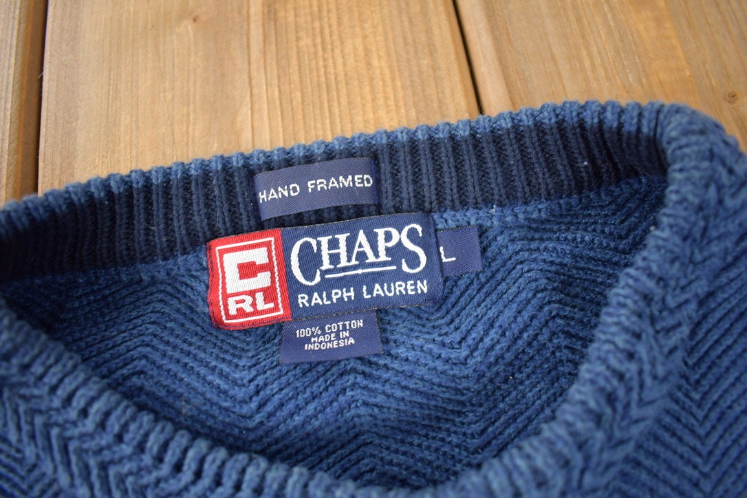 Vintage 1990s Chaps Ralph Lauren Embroidered Knit Sweater / Vintage 90s Crewneck Pullover Sweatshirt