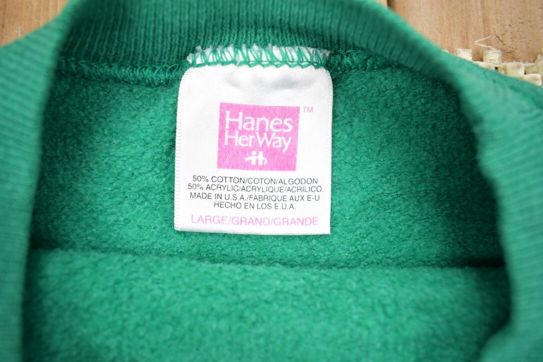 Vintage 1990s Hanes Blank Green Crewneck Sweatshirt