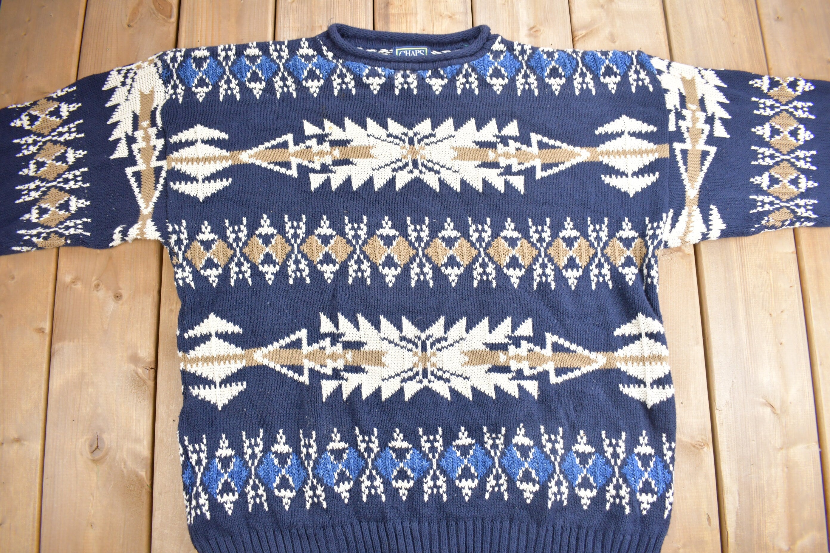 Vintage 1990s Chaps Ralph Lauren South Western Knit Sweater