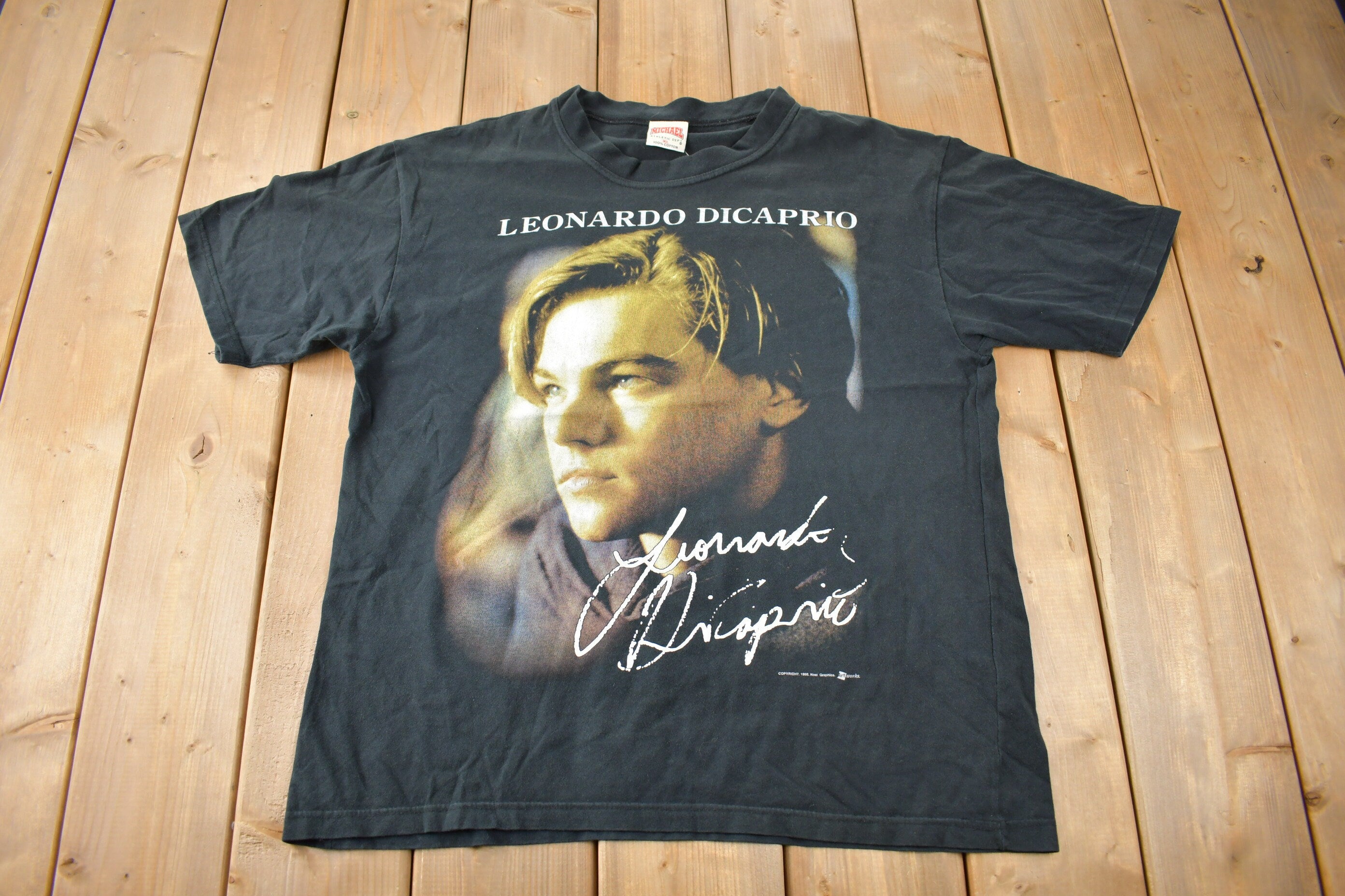 Vintage 1998 Leonardo DiCaprio Portrait Graphic T-shirt Size XL