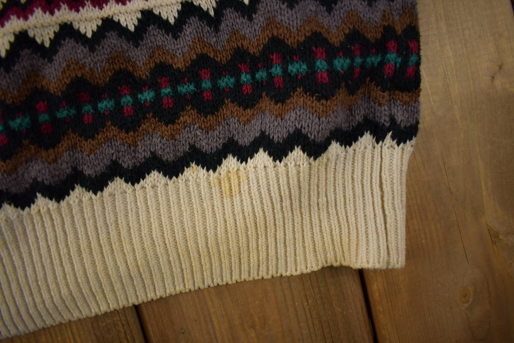 Vintage 1990s St. Johns Bay Knit Pattern Crewneck Sweater