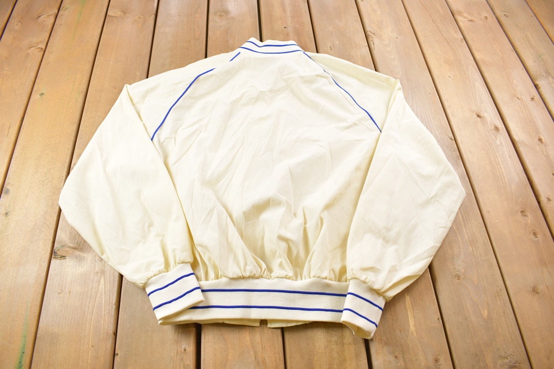 Vintage 1980s King Louie Embroidered White Bomber Jacket