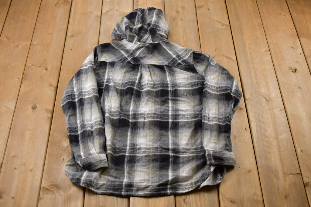 Vintage 1990s Kids Carhartt Plaid Henley Hoodie
