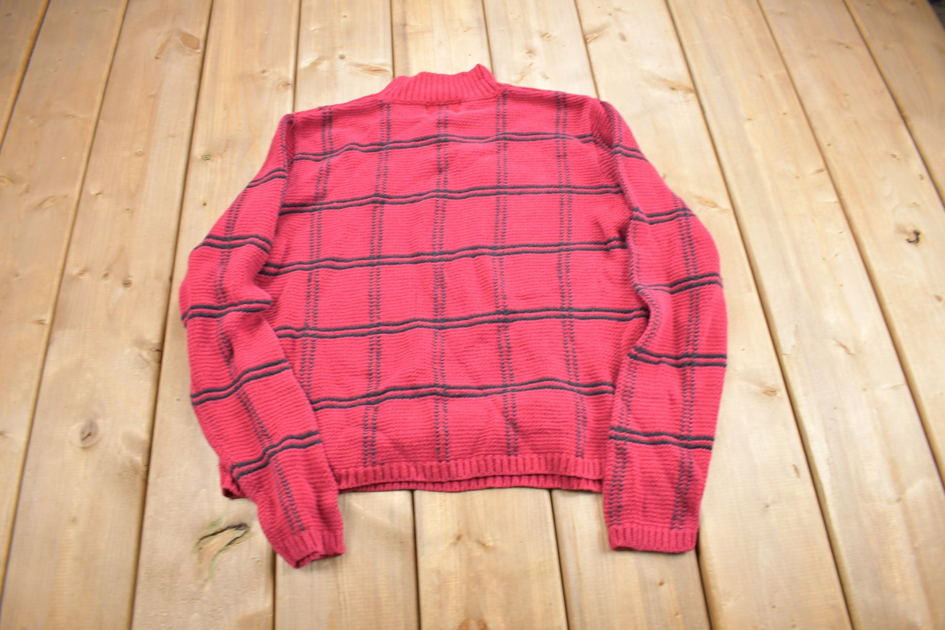 Vintage 1990s Christopher & Banks Plaid Mockneck Knit Sweater