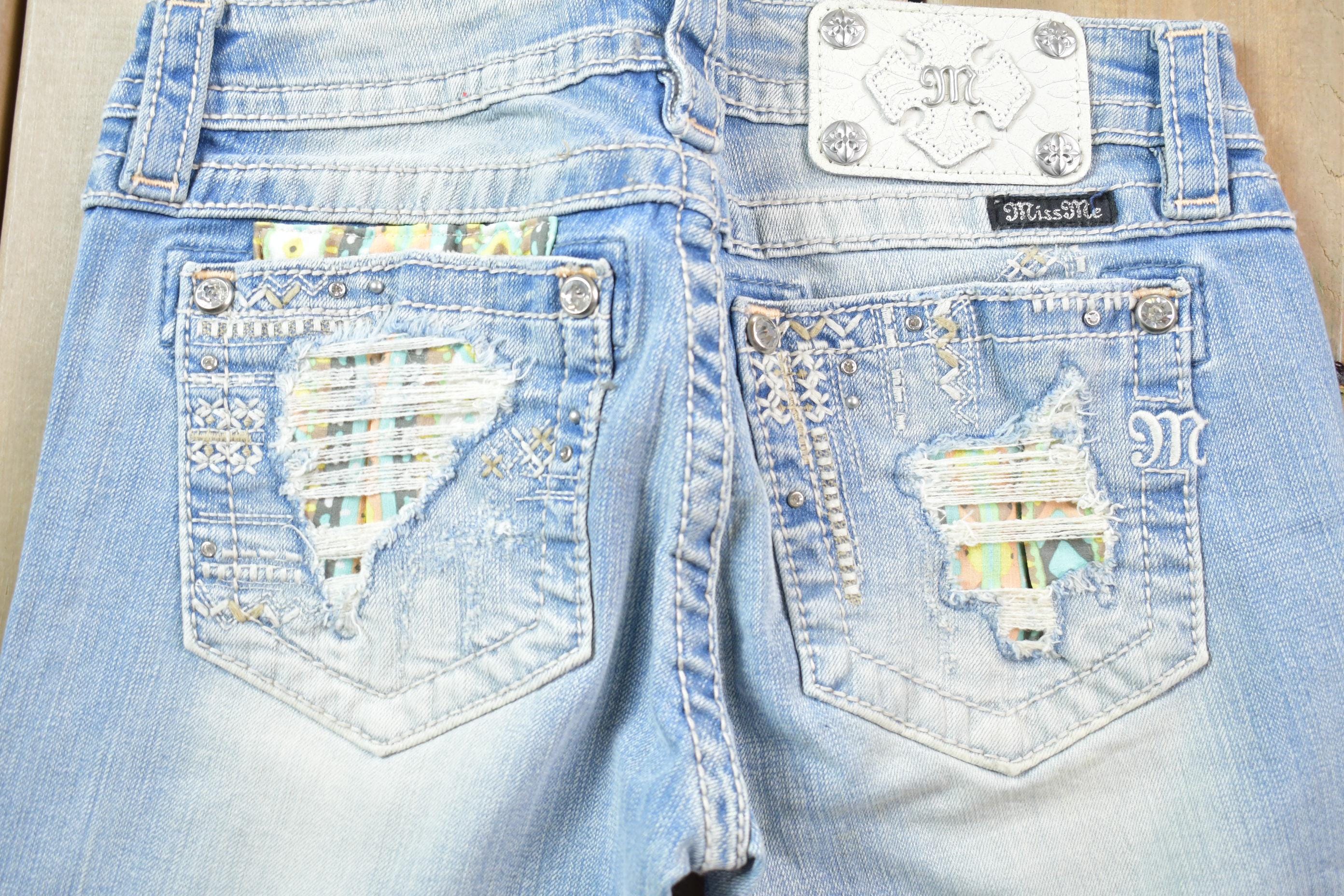 Vintage Y2K Miss Me Bedazzled Low Rise Jeans Size 26x32