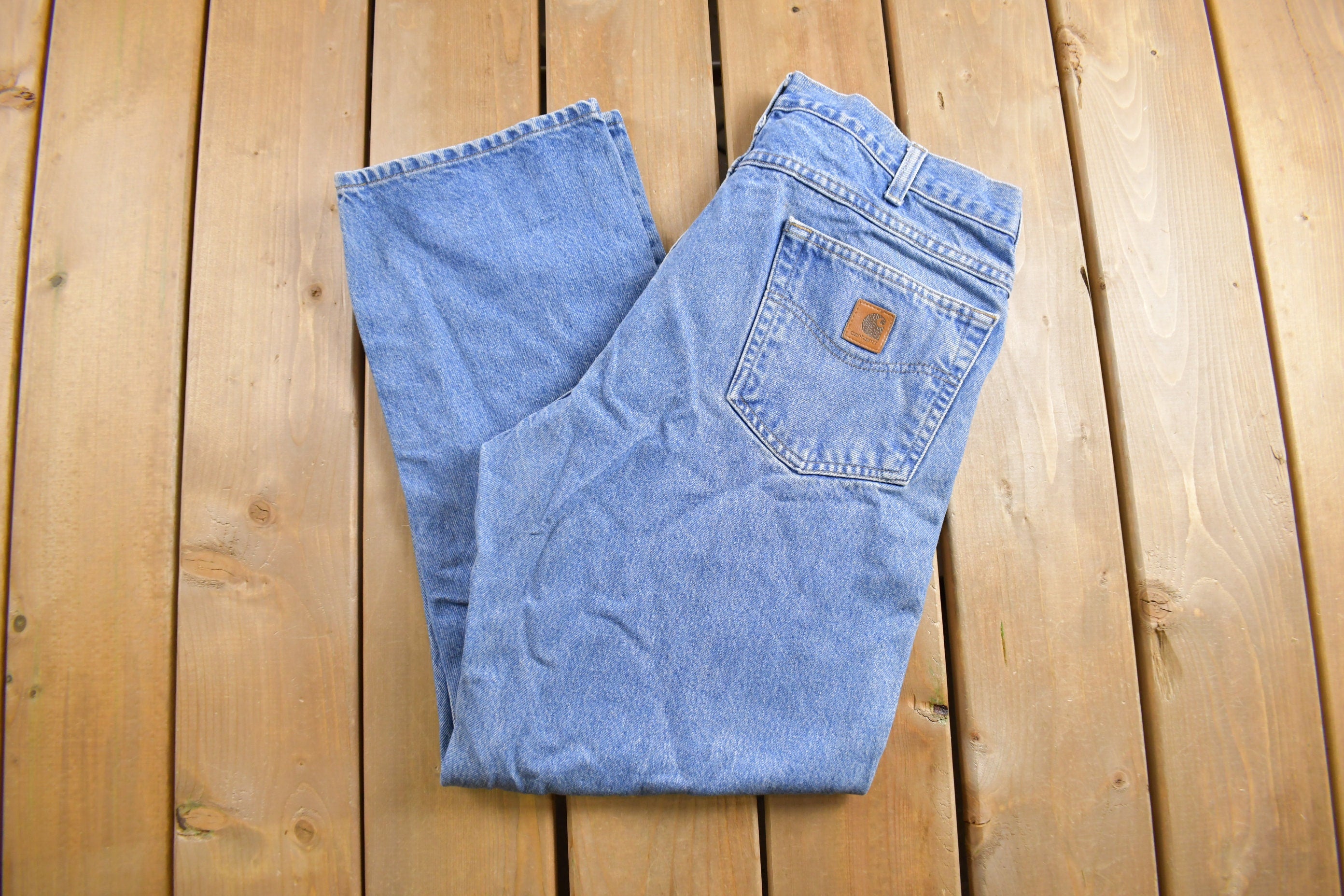 Vintage 1990s Carhartt Mid Wash Denim Jeans Size 34 x 28.5