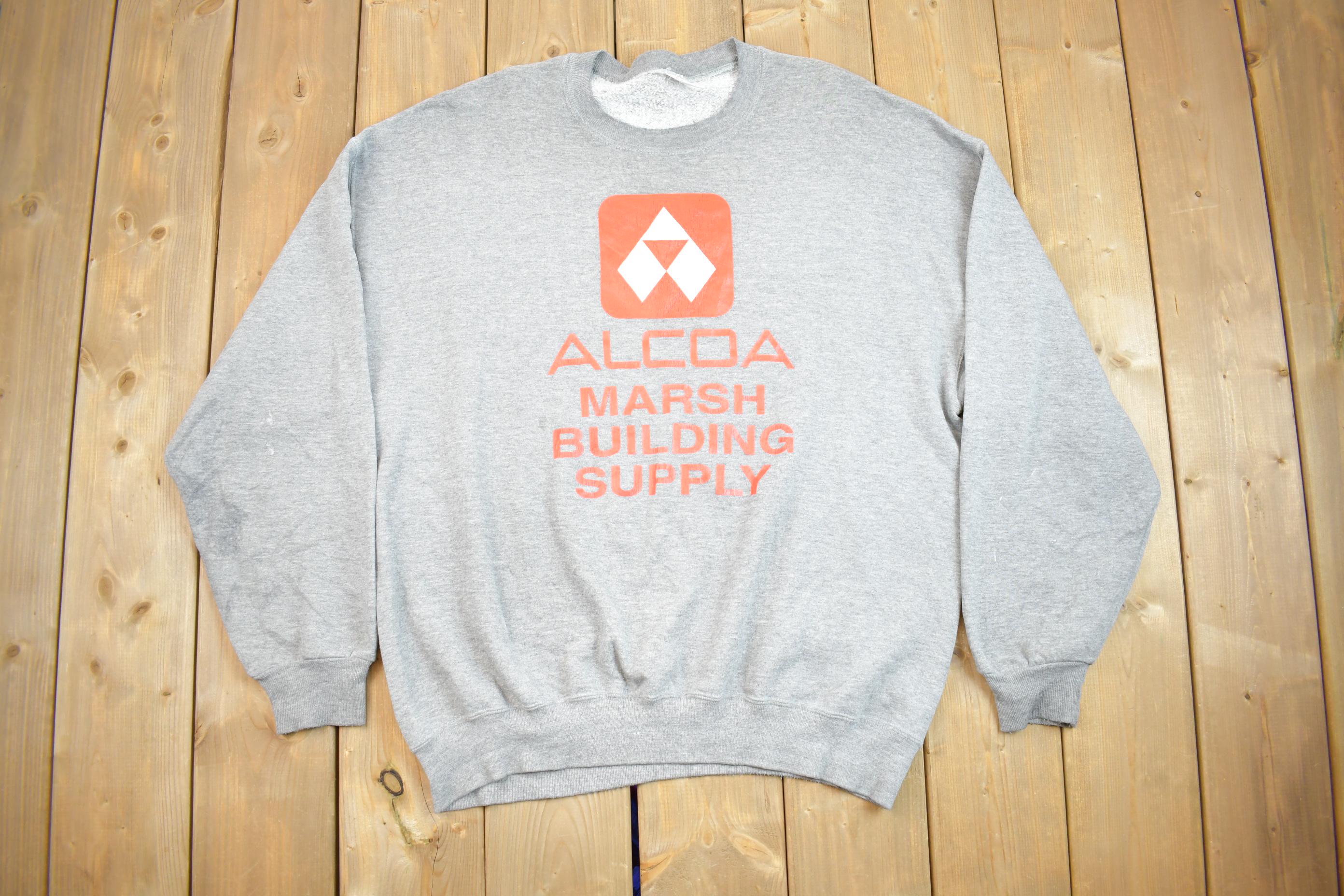 Vintage 1990s Alcoa Marsh Building Supply Crewneck Sweatshirt Made In USA