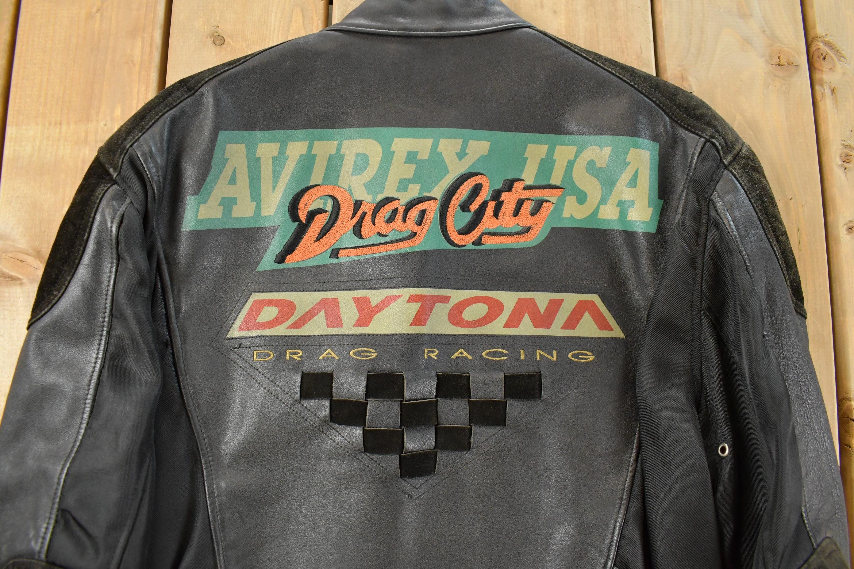 Vintage 1990s Avirex Racing Leather Jacket Men's Small