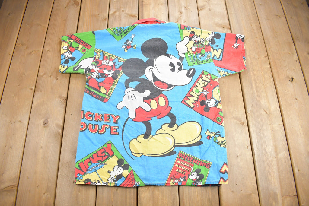 Vintage 1990s Mickey Mouse All Over Print Button Up Shirt