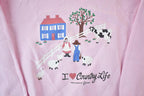 Vintage 1990s I Love Country Life Farm Theme Cow Crewneck  Souvenir  Vintage Sweatshirt  Cowboy Wilderness Sweatshirt  Made In USA