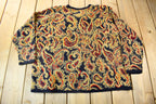 Vintage 1990s Maggie McNaughton Paisley Embroidered Knit Cardigan Sweater