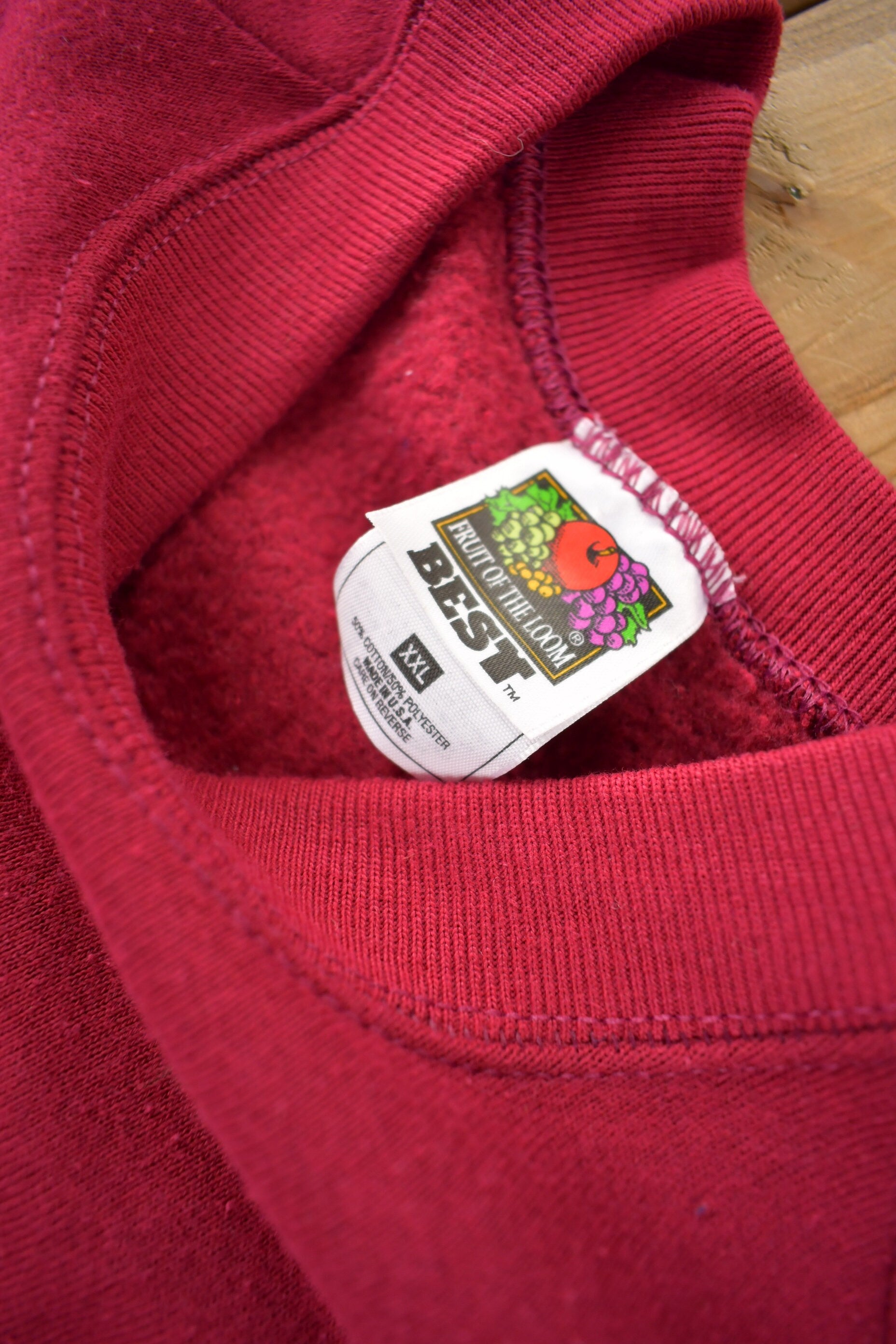 Vintage 1990s Blank Red Raglan Crewneck Sweatshirt Made In USA Size XXL