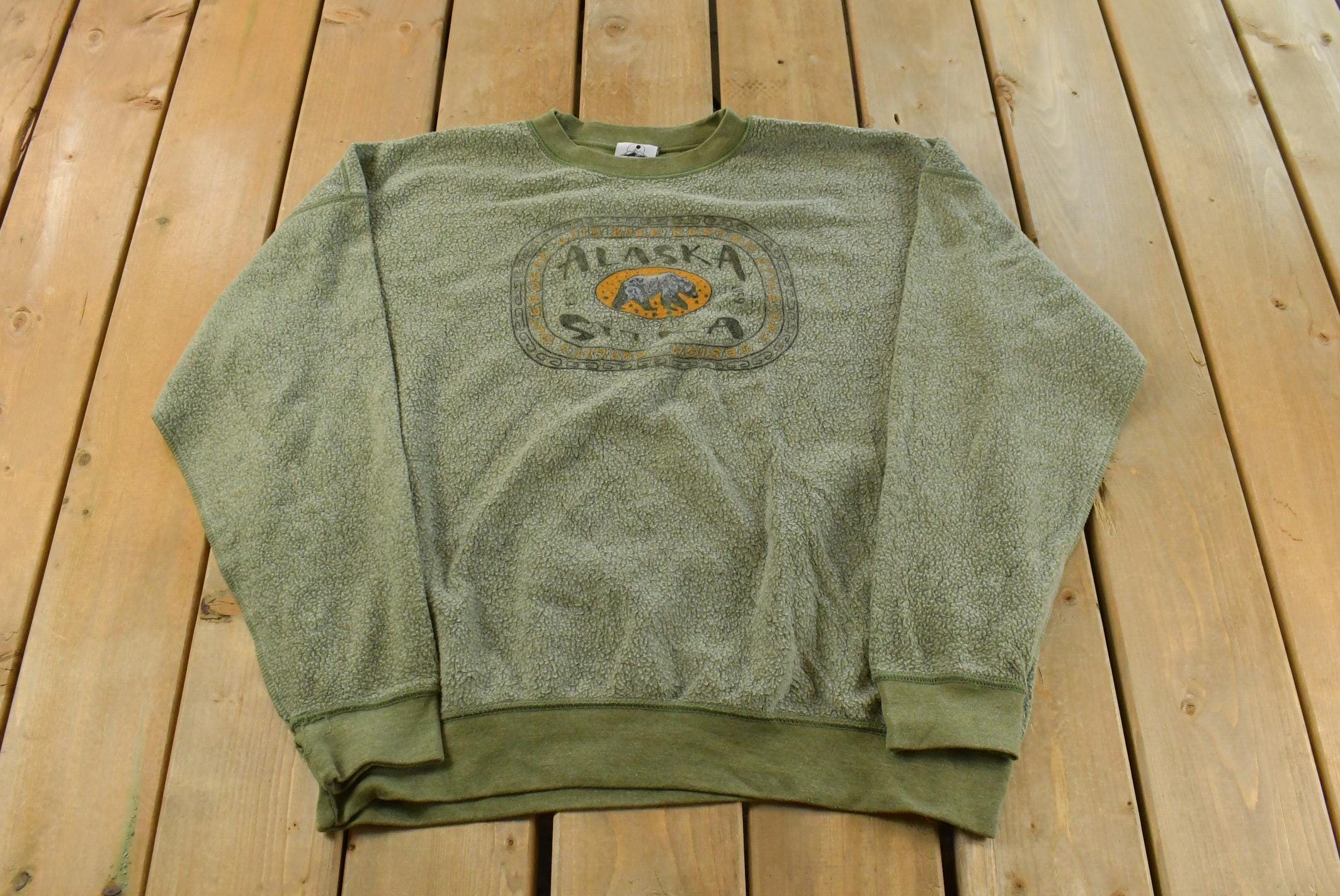 Vintage Y2K Prairie Mountain Alaska Crewneck Sweatshirt Mens 2XL / Travel Destination Tourist Sweater / Animal Bear Wildlife