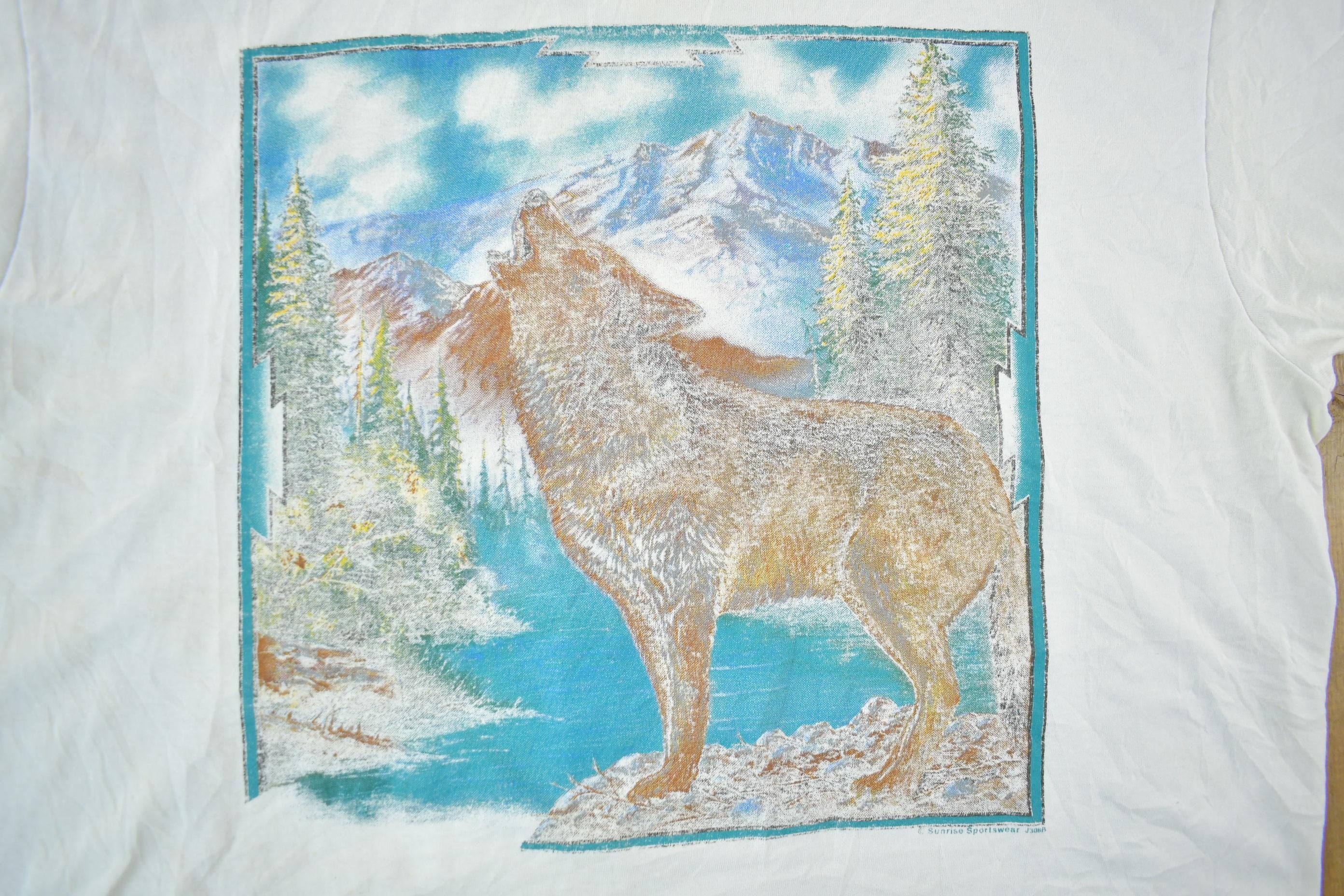 Vintage 1990s Wolf Graphic T Shirt Men's XL
