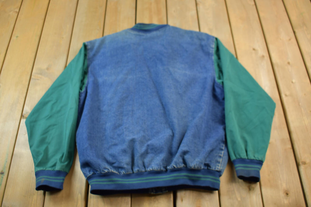 Vintage 1990s Luna Pier Denim Varsity Jacket
