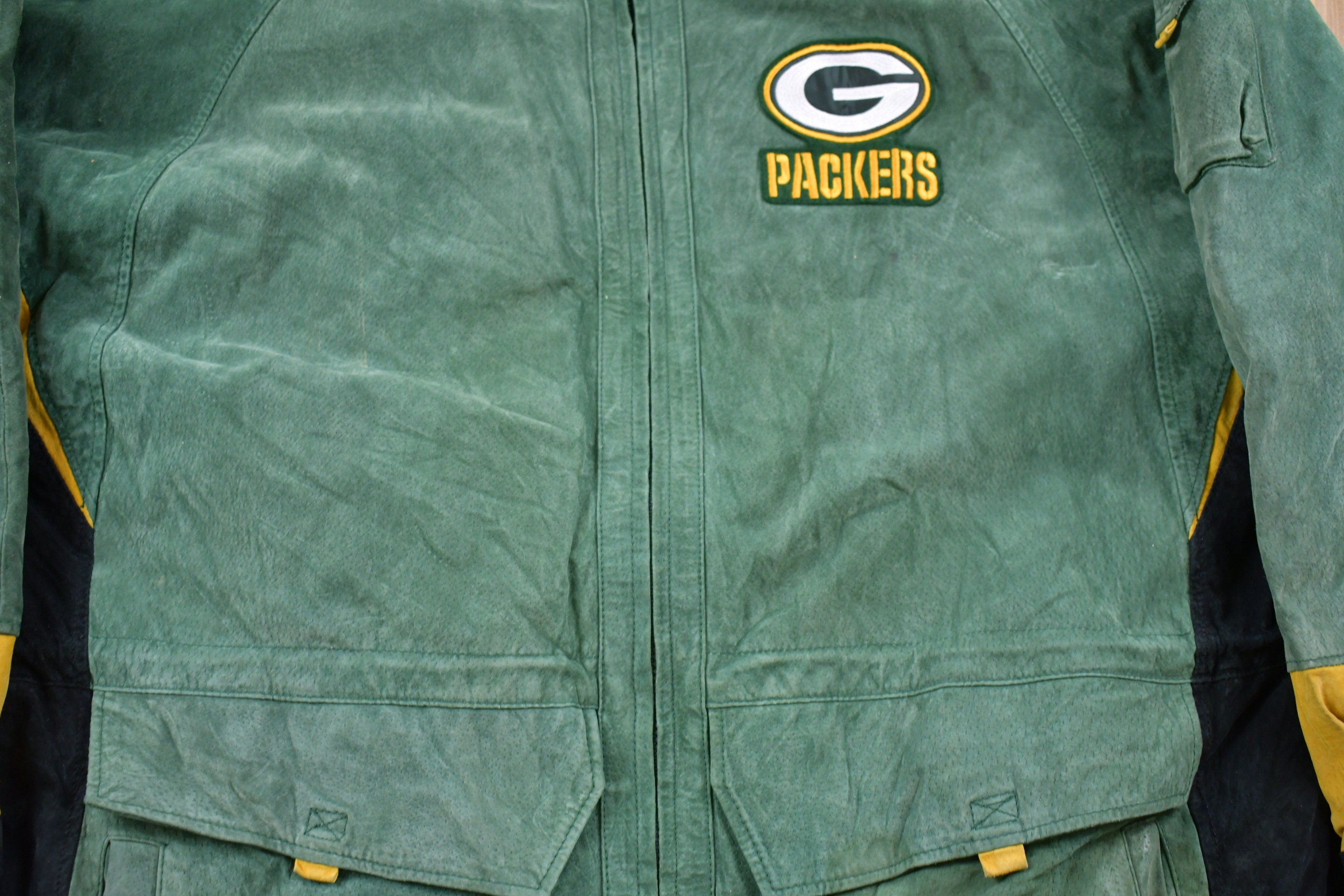 Vintage 1990s Green Bay Packers NFL Suede Full Zip Jacket
