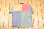 Vintage 1990s Quarter Button Barbarian Colour Block Button Up Rugby Shirt Men's L