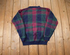 Vintage 1990s Hunt Club Cable Plaid Knit Crewneck Sweater