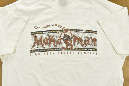 Vintage 1990s Kimo Bean Coffee Company Hawaii T-Shirt / Souvenir T Shirt / Moka Man / Maui Hawaii / Vacation Tee / Travel & Tourism