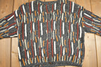 Vintage 1990s Kitty Hawk By Vivian Wang 3D Knit Cardigan Coloured Cable Knit
