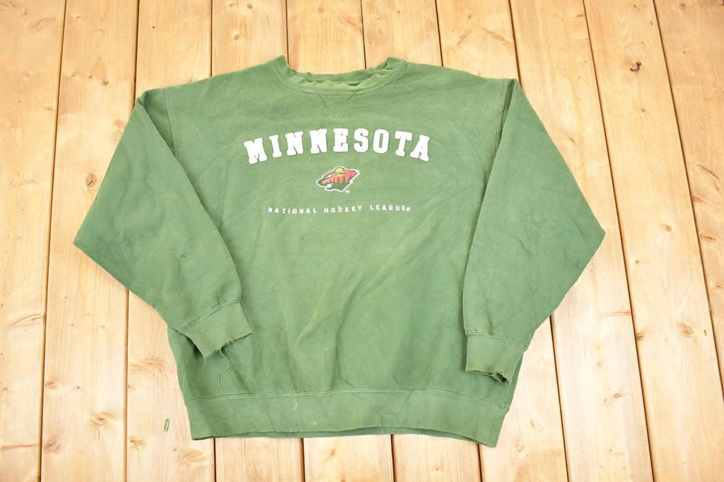 Vintage 1990s Minnesota Wild Embroidered NHL Hockey Crewneck Sweatshirt Mens XL