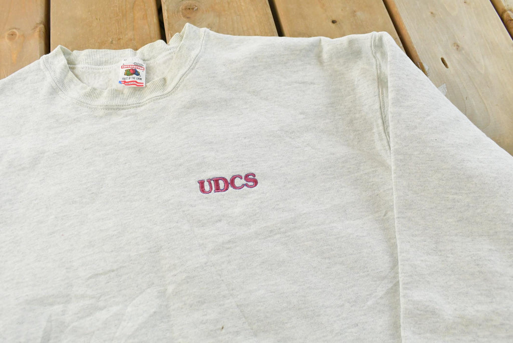 Vintage 1990s Fruit of the Loom Supercotton UDCS Heavyweight Embroidered Crewneck Sweatshirt Men's L