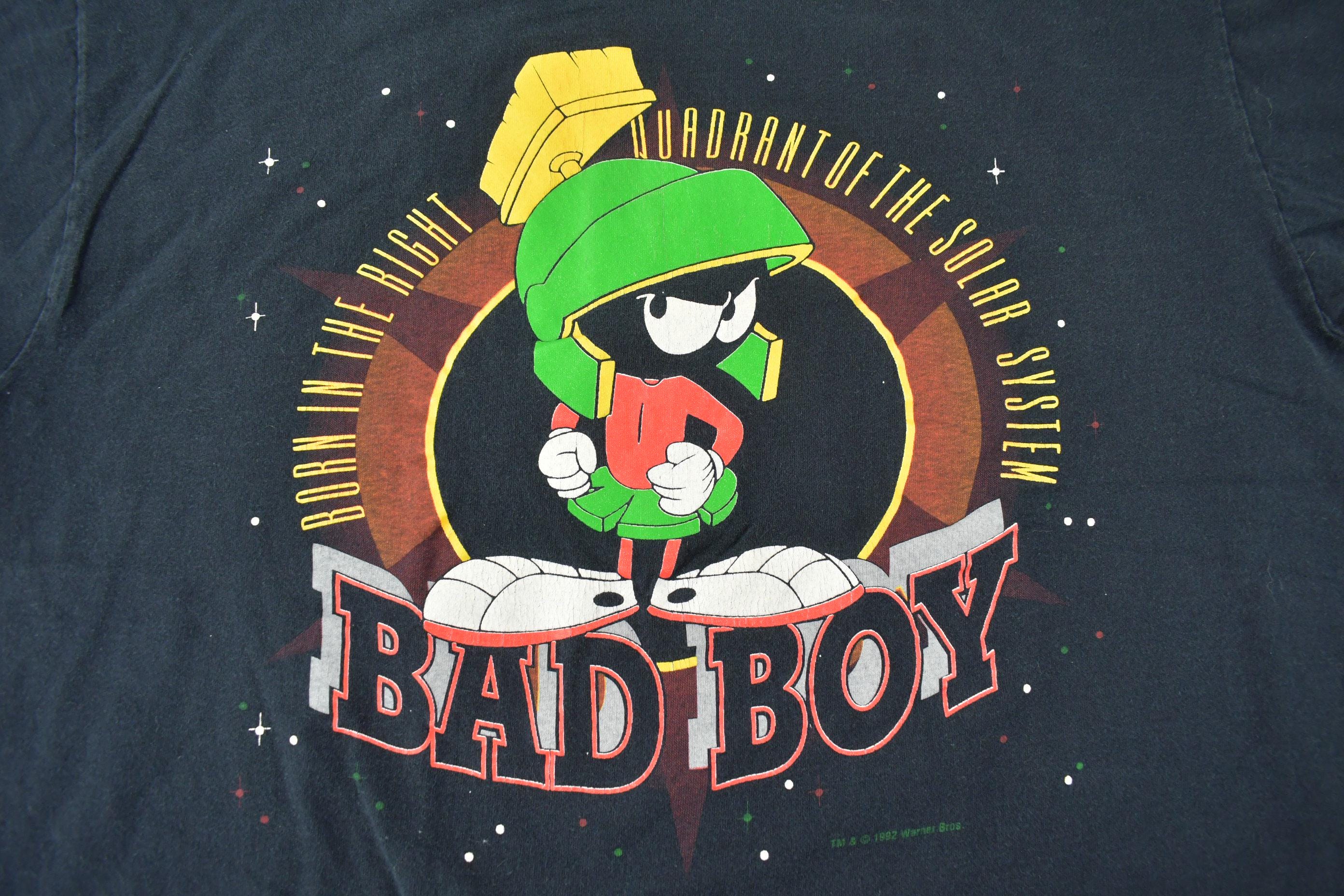Vintage 1992 Marvin The Martian Bad Boy Looney Tunes Cartoon Graphic T-Shirt Made In USA Size XL