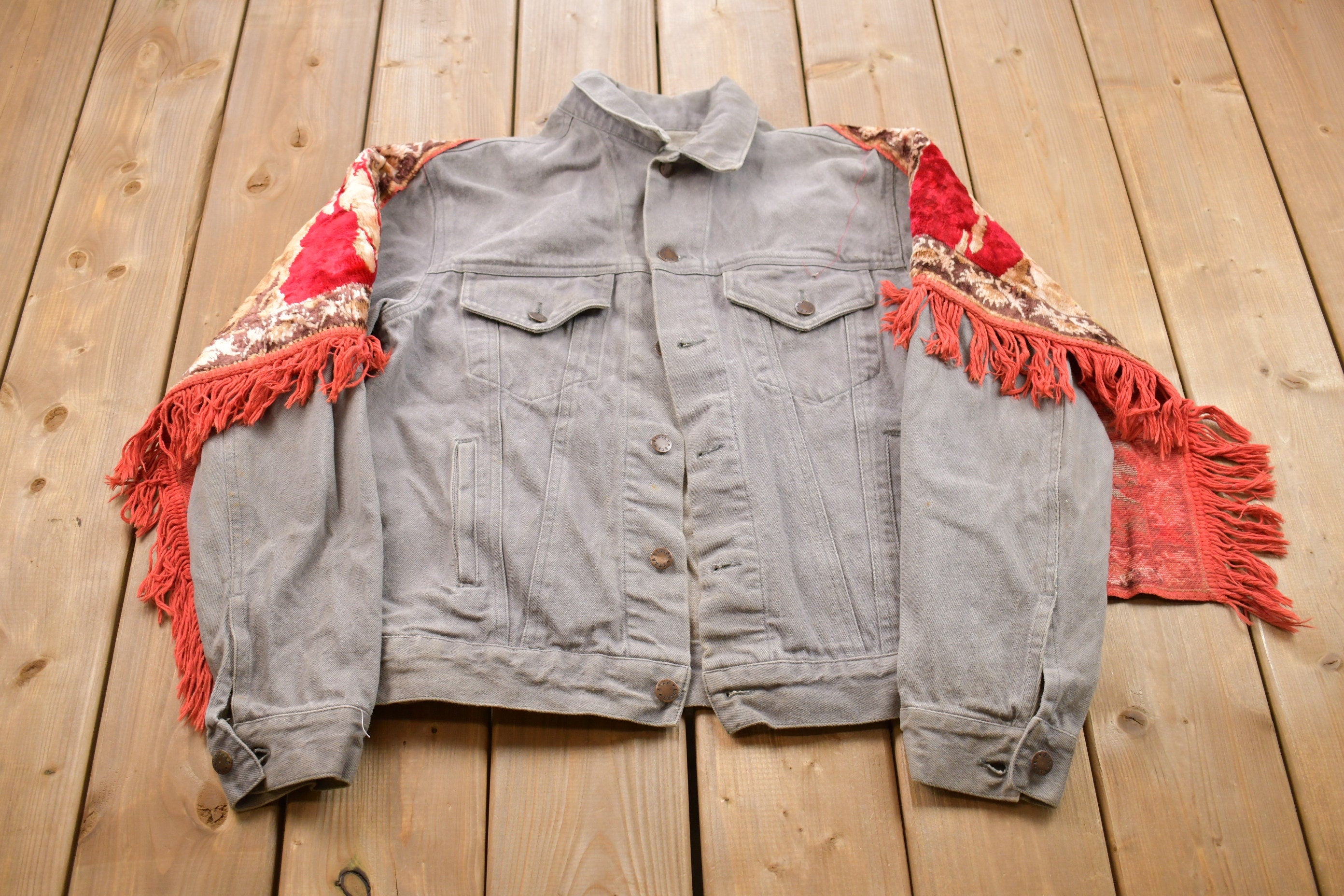 Vintage 1990s Denim Carpet Jean Jacket  Vintage Denim  Streetwear  Vintage Fall Outerwear  Fall Jacket  Levi's denim  Rug Jacket