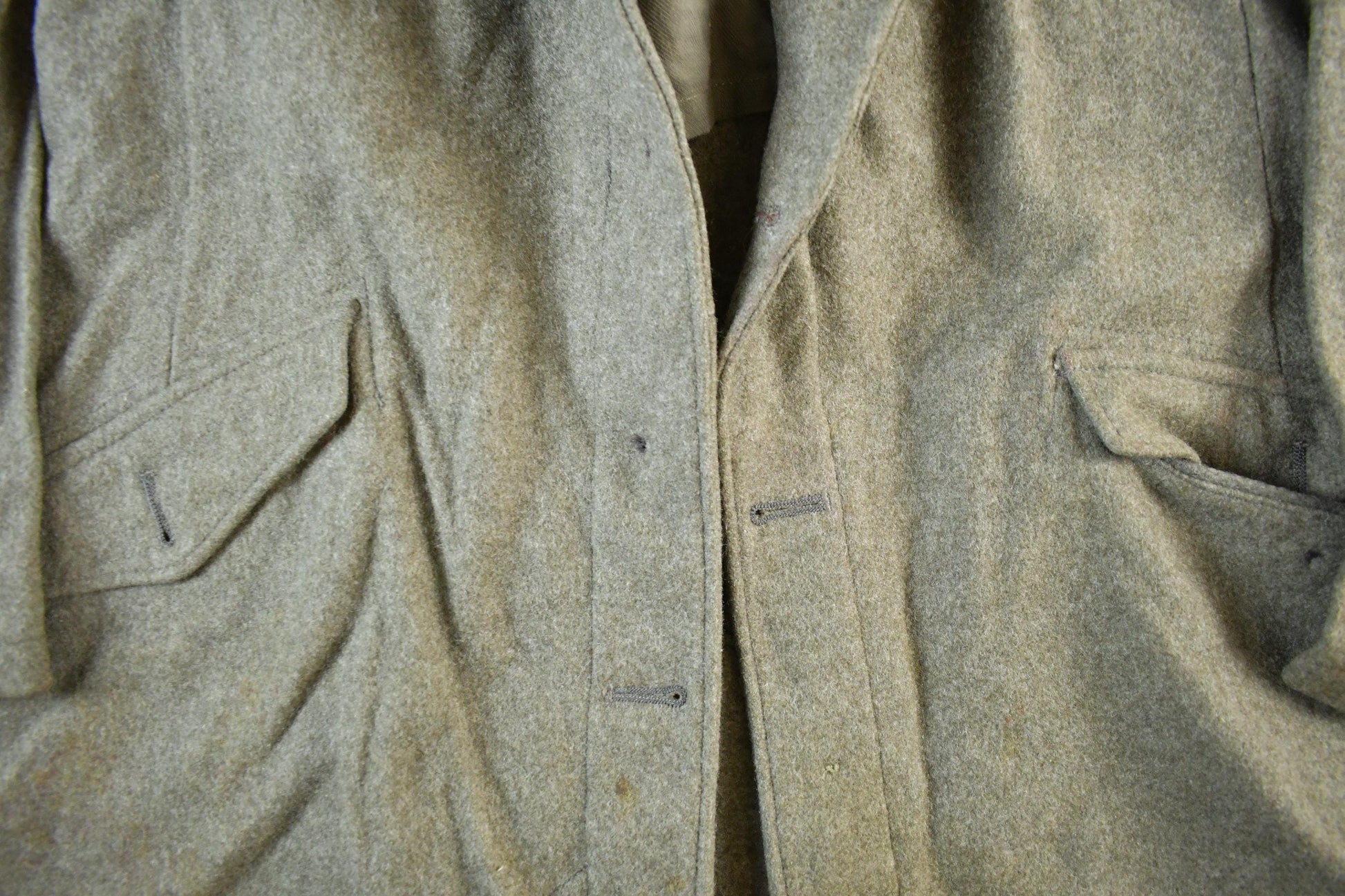 Vintage 1940s WW2 Era European Military Wool Collared Army Jacket Men's Large