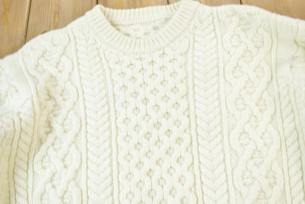 Vintage 1990s Hand Knit Cable Knit Sweater