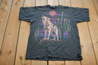 Vintage 1990s Desert Wolf Cactus Graphic T-Shirt