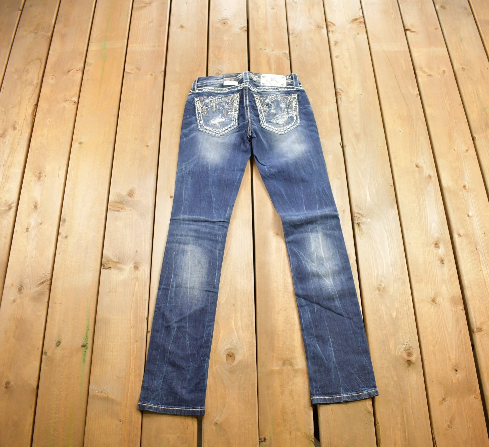 Vintage Y2K Miss Me Bedazzled Low Rise Jeans Size 26x33