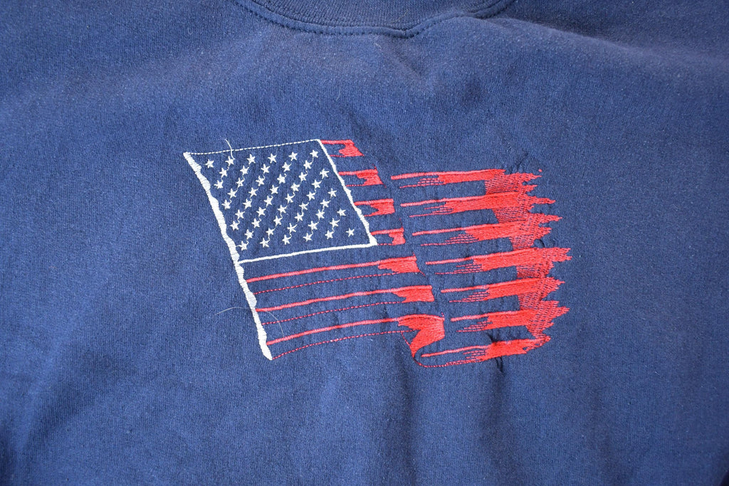 Vintage 1990s American Flag Embroidered Crewneck Sweatshirt