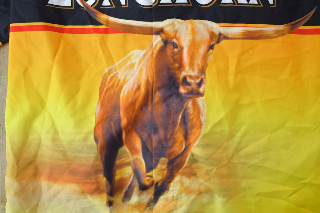 Vintage 1990s Impact Racing Longhorn All Over Print Button Up Shirt