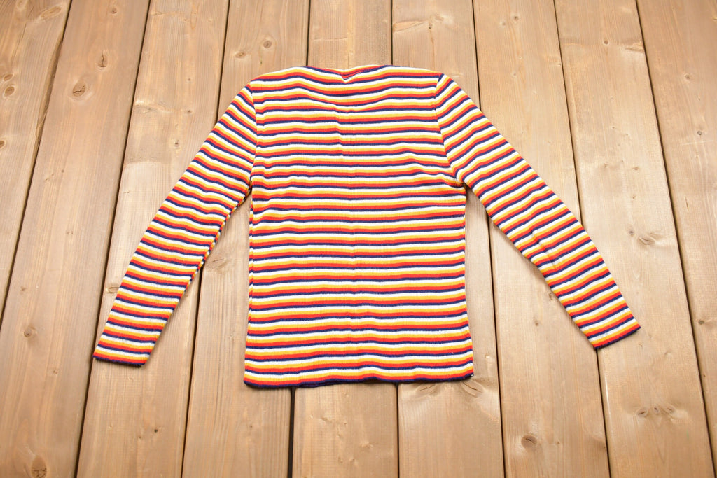 Vintage 1980s Cute Women's Striped Top Crewneck Sweatshirt