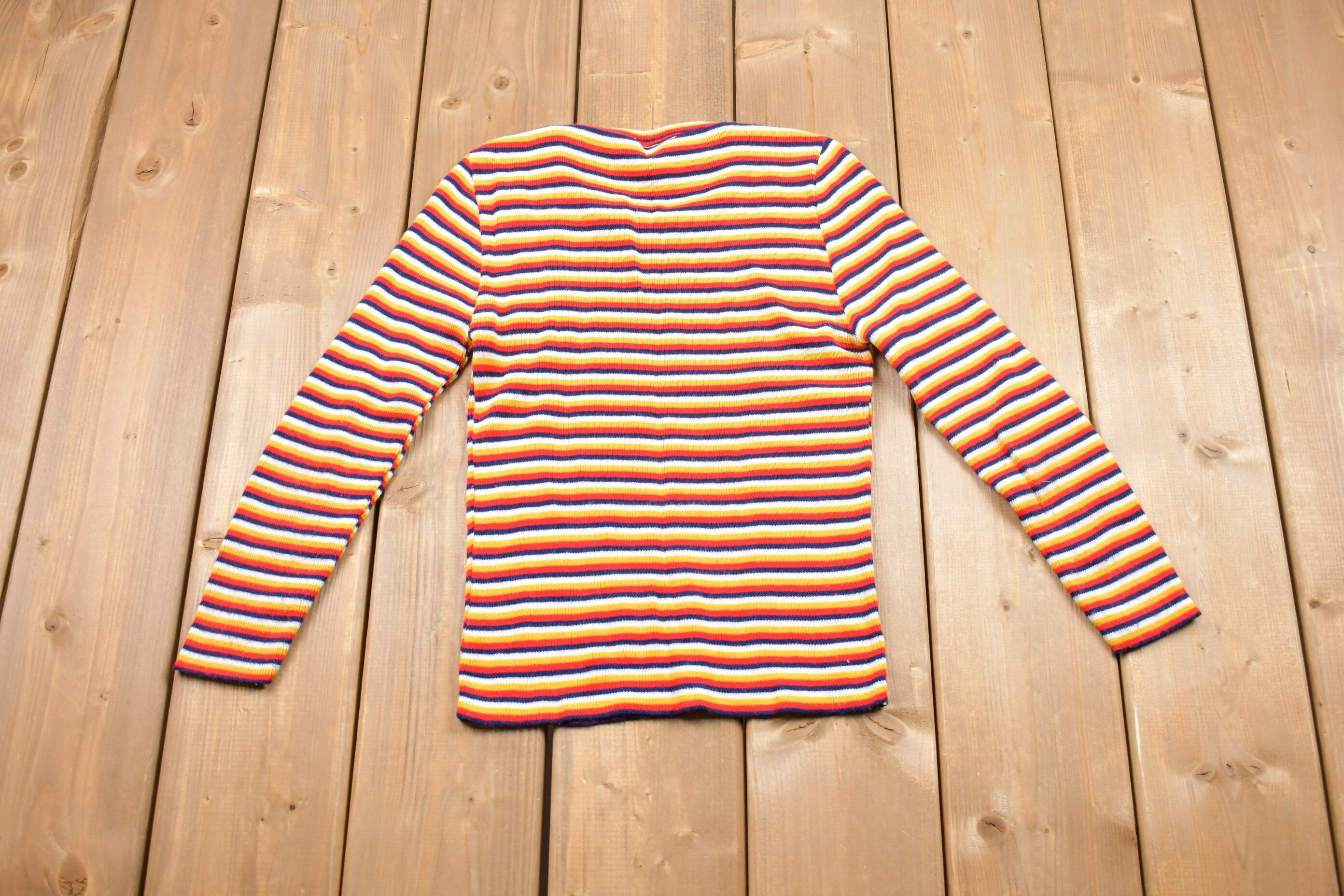 Vintage 1980s Cute Women's Striped Top Crewneck Sweatshirt