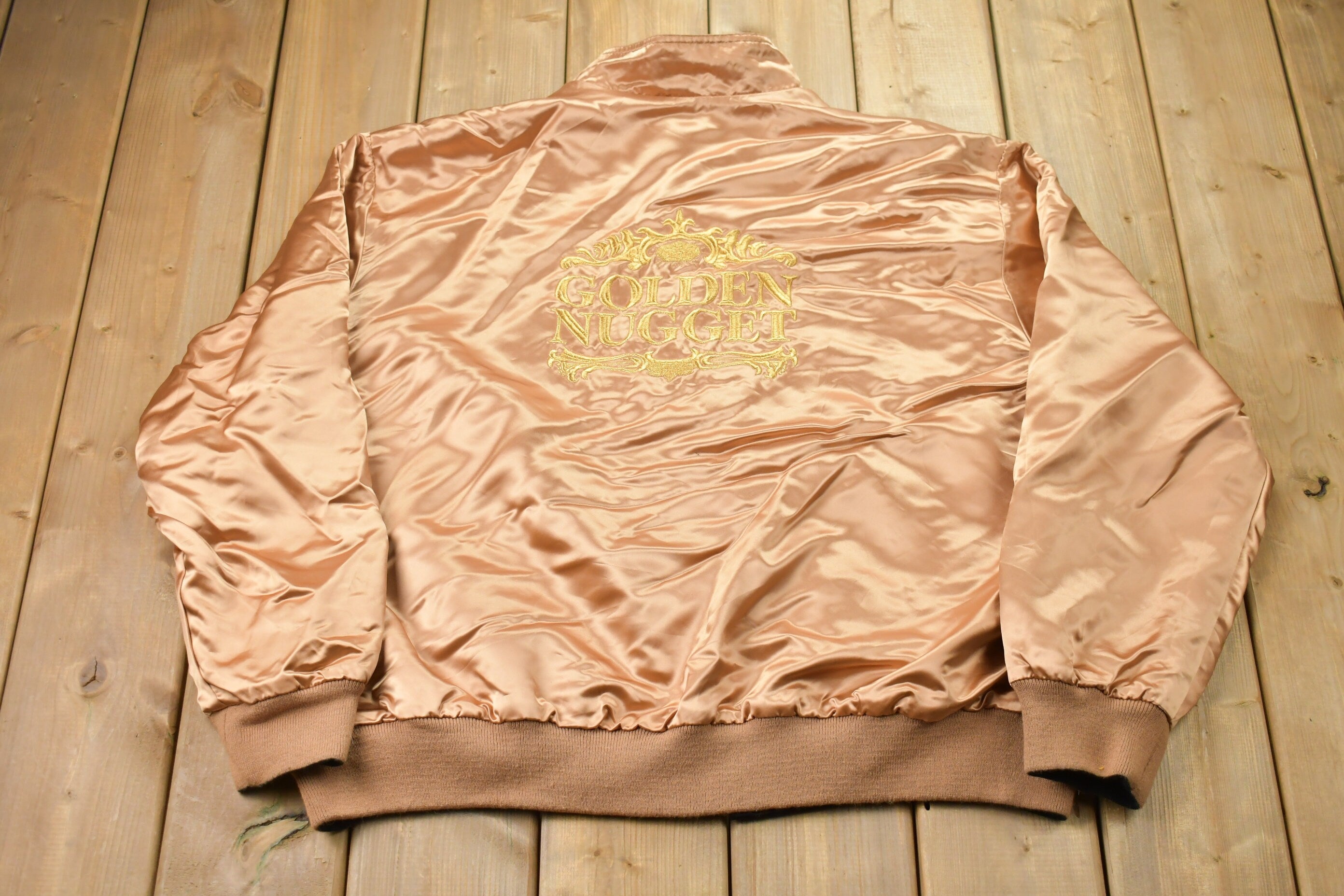 Vintage 1990s Golden Nugget Mirage Las Vegas Satin Reversible Jacket