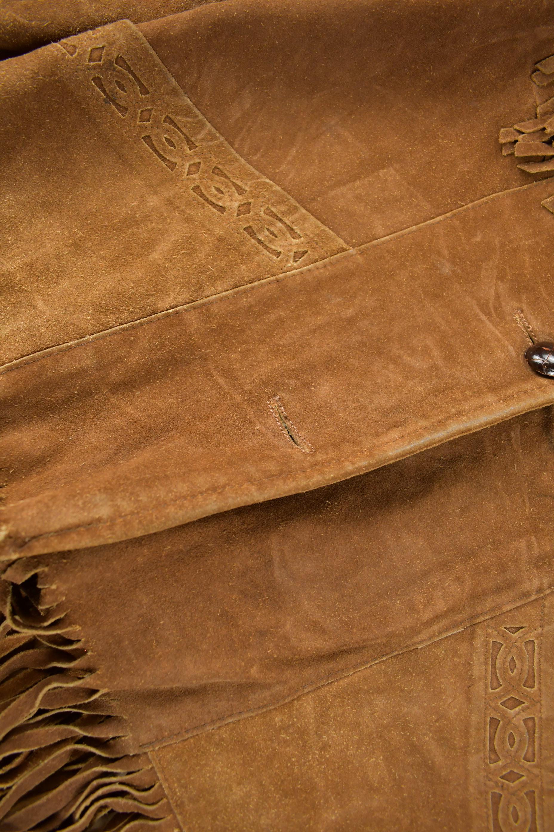 Vintage 1970s Pioneer Wear Fringe Leather Jacket